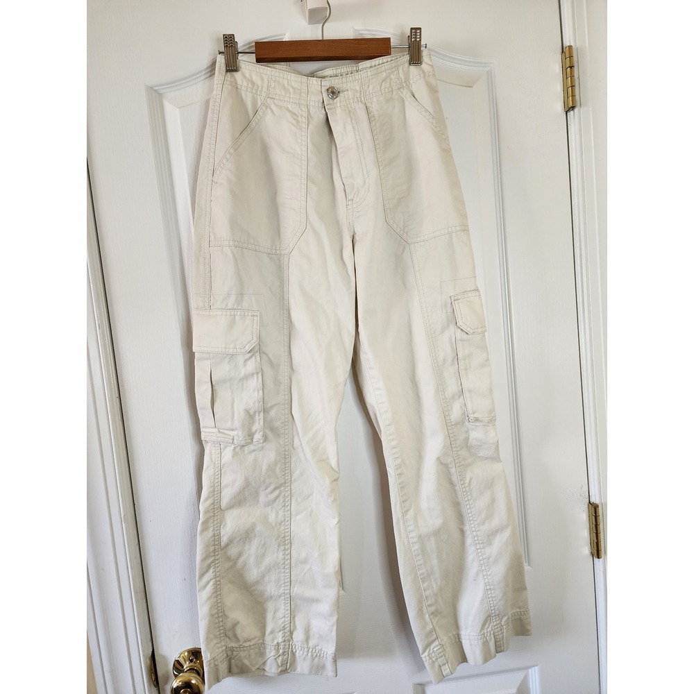 Abercrombie & Fitch Curve Love Cargo Pants Cream Off White High Rise Size 26 2S